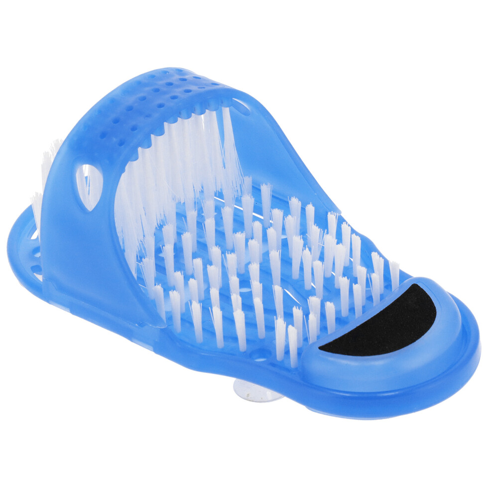 Blue Plastic Shower Foot Scrubber With Suction Cup Â Exfoliating Foot Massager 28X14cm