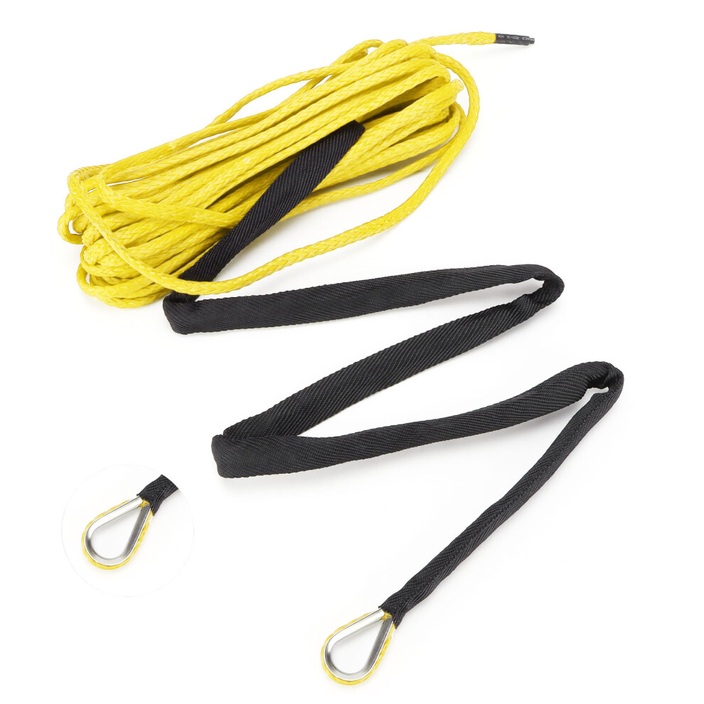 15M Synthetic Rope Winch Cable 7700Lbs Replacement For Suv Truck Atv Utv Yellow 4261358675258
