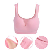 Women's Pink Full Coverage Wireless Support Bra L Chinlon Polyurethane