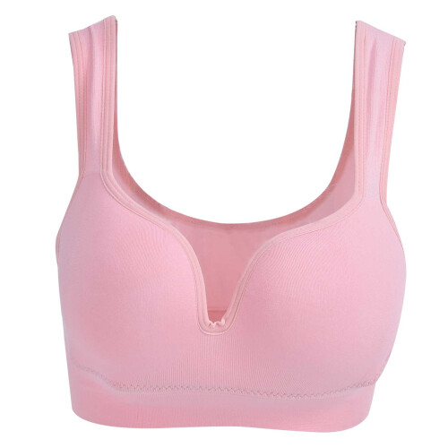 Women's Pink Full Coverage Wireless Support Bra L Chinlon Polyurethane 1