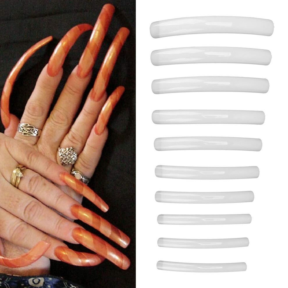 10pcs High-Quality ABS Long Flat Nail Tips for Salon & Home Use