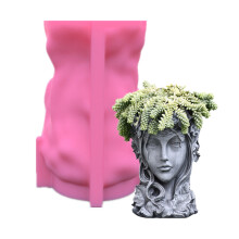 Handmade Girl for Head Shaped Flower Pot UV Epoxy Mold Pen