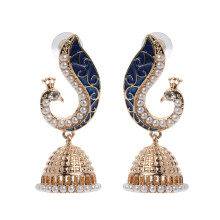 Kundan Peacock Jhumka Jhumki Drop Earrings Ethnic-Multi Multi