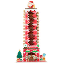 24 Day Holiday Advent Calendar Wooden Santa Chimney Decoration