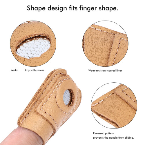Embroidery Thimble: Leather Fingertip Protector for Safe Sewing - Small 2