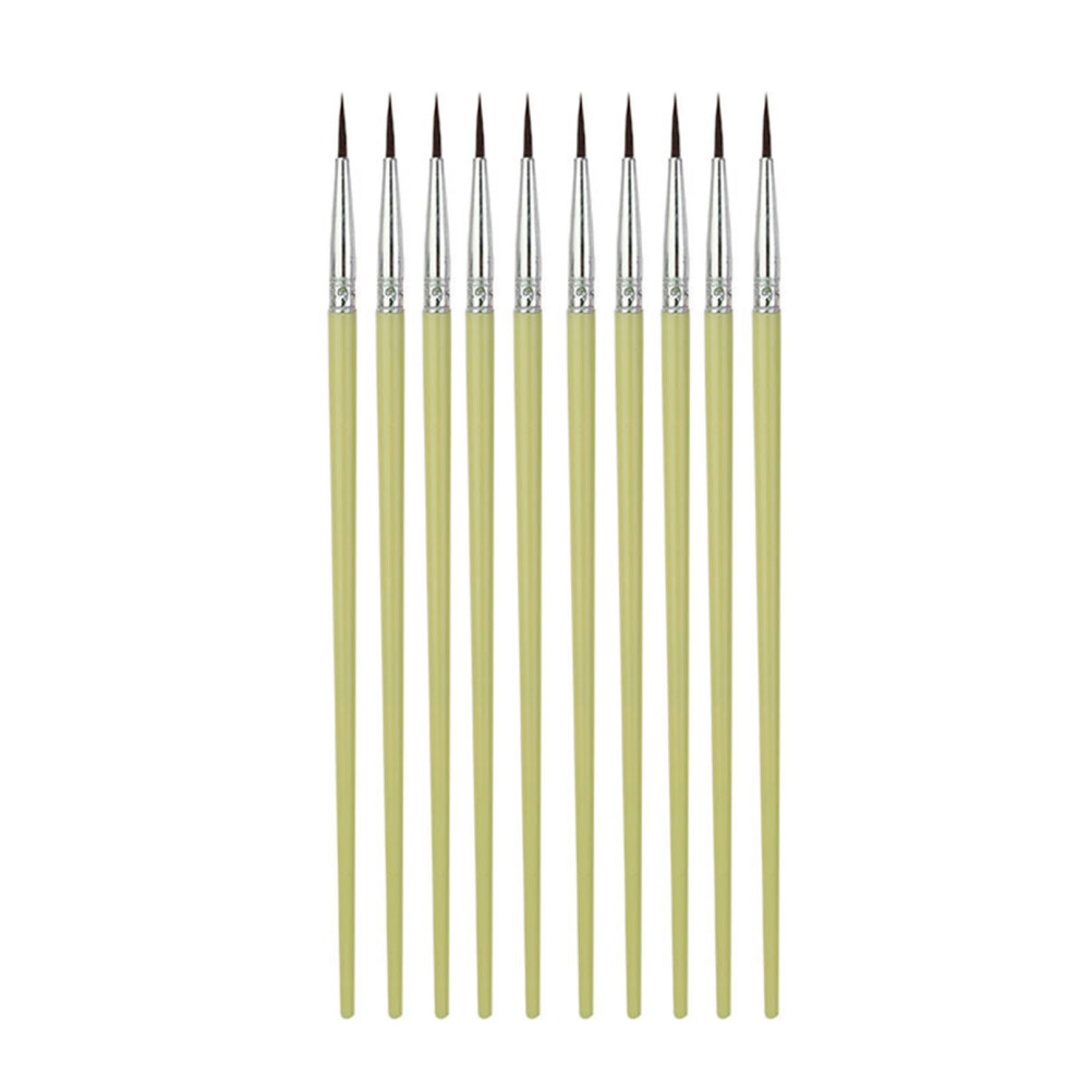 10Pcs Paintbrushes Nylon Artist-Macaron Yellow Pointed Tip 7754000294701