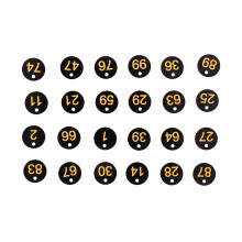 Round Black Yellow Number Tags for Beekeeping - 100 Pack