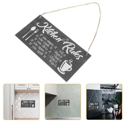 Kitchen Rules Schild Holz Wanddekoration Hängendes Holzschild 2