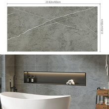 (Ash Grey, 40cm L x 40cm W) AceHome 10Pcs PVC Marble Wall Sticker Peel and Stick Tile Vinyl Wrap for Kitchen and Bathroom Decor