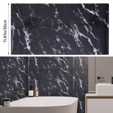 (Black Marble, 60cm L x 30cm W) AceHome 10Pcs PVC Marble Wall Sticker Peel and Stick Tile Vinyl Wrap for Kitchen and Bathroom Decor