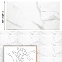 (Blanco White Marble, 40cm L x 40cm W) AceHome 10Pcs PVC Marble Wall Sticker Peel and Stick Tile Vinyl Wrap for Kitchen and Bathroom Decor