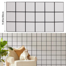 (18 Square Tile, 40cm L x 40cm W) AceHome 10Pcs PVC Marble Wall Sticker Peel and Stick Tile Vinyl Wrap for Kitchen and Bathroom Decor