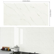 (Carrara White, 60cm L x 30cm W) AceHome 10Pcs PVC Marble Wall Sticker Peel and Stick Tile Vinyl Wrap for Kitchen and Bathroom Decor