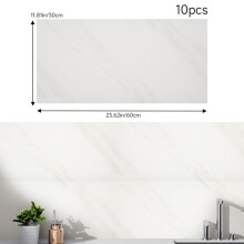 (Classic White Marble, 60cm L x 30cm W) AceHome 10Pcs PVC Marble Wall Sticker Peel and Stick Tile Vinyl Wrap for Kitchen and Bathroom Decor