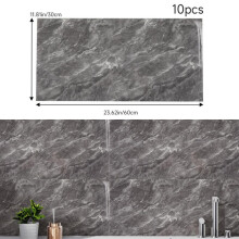 (Dark Grey Jade, 40cm L x 40cm W) AceHome 10Pcs PVC Marble Wall Sticker Peel and Stick Tile Vinyl Wrap for Kitchen and Bathroom Decor