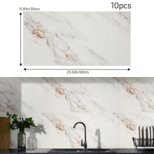 (Cooper Corinto Marble, 40cm L x 40cm W) AceHome 10Pcs PVC Marble Wall Sticker Peel and Stick Tile Vinyl Wrap for Kitchen and Bathroom Decor