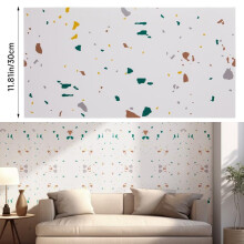 (Color Sprinkles, 60cm L x 30cm W) AceHome 10Pcs PVC Marble Wall Sticker Peel and Stick Tile Vinyl Wrap for Kitchen and Bathroom Decor