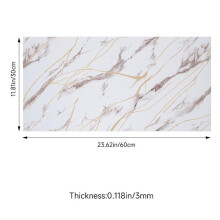 (Grey & Gold Veins Marble, 60cm L x 30cm W) AceHome 10Pcs PVC Marble Wall Sticker Peel and Stick Tile Vinyl Wrap for Kitchen and Bathroom Decor
