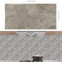 (Light Grey Cracking Marble, 40cm L x 40cm W) AceHome 10Pcs PVC Marble Wall Sticker Peel and Stick Tile Vinyl Wrap for Kitchen and Bathroom Decor