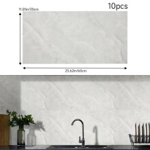 (Light Grey Jade, 40cm L x 40cm W) AceHome 10Pcs PVC Marble Wall Sticker Peel and Stick Tile Vinyl Wrap for Kitchen and Bathroom Decor