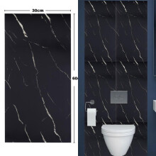 (Marble Black, 40cm L x 40cm W) AceHome 10Pcs PVC Marble Wall Sticker Peel and Stick Tile Vinyl Wrap for Kitchen and Bathroom Decor
