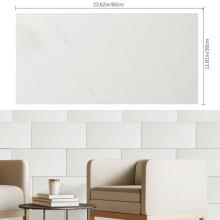 (Plain Light Crema, 40cm L x 40cm W) AceHome 10Pcs PVC Marble Wall Sticker Peel and Stick Tile Vinyl Wrap for Kitchen and Bathroom Decor