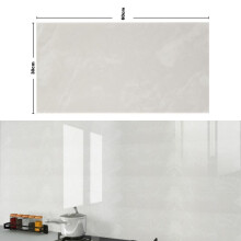(Off-White, 60cm L x 30cm W) AceHome 10Pcs PVC Marble Wall Sticker Peel and Stick Tile Vinyl Wrap for Kitchen and Bathroom Decor