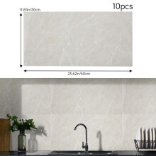 (Stone Grey Marble, 60cm L x 30cm W) AceHome 10Pcs PVC Marble Wall Sticker Peel and Stick Tile Vinyl Wrap for Kitchen and Bathroom Decor
