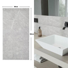 (Light Grey, 40cm L x 40cm W) AceHome 10Pcs PVC Marble Wall Sticker Peel and Stick Tile Vinyl Wrap for Kitchen and Bathroom Decor