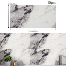 (Rough Ink Marble, 60cm L x 30cm W) AceHome 10Pcs PVC Marble Wall Sticker Peel and Stick Tile Vinyl Wrap for Kitchen and Bathroom Decor