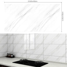(Sicilia White, 60cm L x 30cm W) AceHome 10Pcs PVC Marble Wall Sticker Peel and Stick Tile Vinyl Wrap for Kitchen and Bathroom Decor