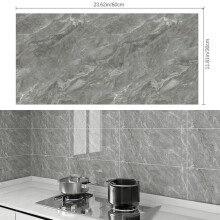 (Marble Grey, 60cm L x 30cm W) AceHome 10Pcs PVC Marble Wall Sticker Peel and Stick Tile Vinyl Wrap for Kitchen and Bathroom Decor