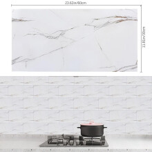 (White Copper, 60cm L x 30cm W) AceHome 10Pcs PVC Marble Wall Sticker Peel and Stick Tile Vinyl Wrap for Kitchen and Bathroom Decor