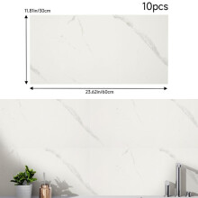 (White Grey Vein Marble, 40cm L x 40cm W) AceHome 10Pcs PVC Marble Wall Sticker Peel and Stick Tile Vinyl Wrap for Kitchen and Bathroom Decor