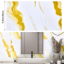 (White Gold Marble, 40cm L x 40cm W) AceHome 10Pcs PVC Marble Wall Sticker Peel and Stick Tile Vinyl Wrap for Kitchen and Bathroom Decor