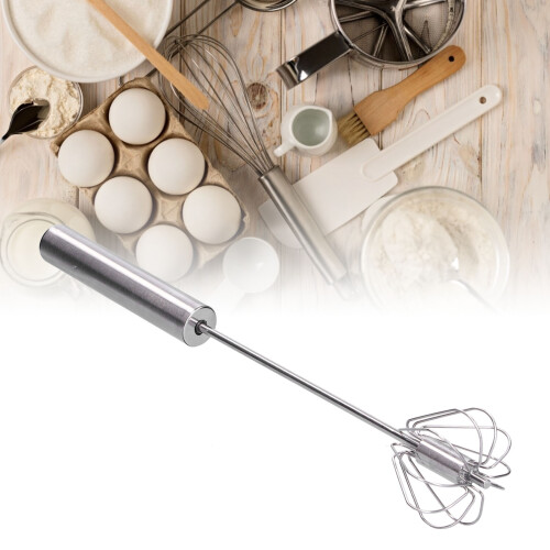 Egg Beater 35cm Stainless Steel Semi Auto Household Egg Mixer Tool 2