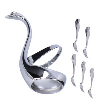 5 Stück Zinklegierung Spiegelpolierte Schwanenförmige Besteckset, Silber