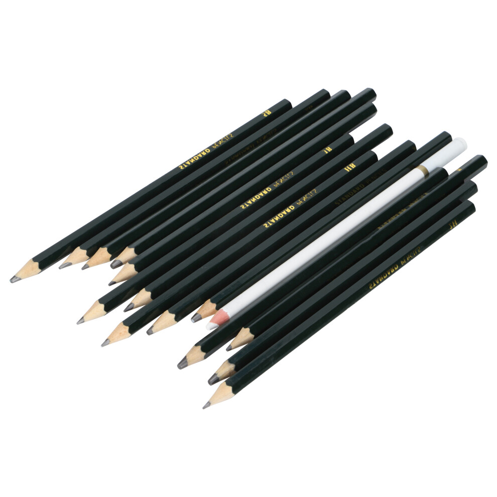 15 Pcs Sketch Pencil Set With 17.5Cm Charcoal & Graphite Pencils For Art Students 4901358699198