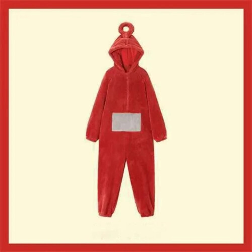 (RED, 3XL/185CM) Flannel Teletubbies Costume Lala Disi Onesis Cosplay Jumpsuit Pajama Gift