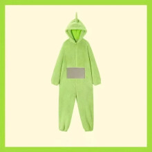 (GREEN, 3XL/185CM) Flannel Teletubbies Costume Lala Disi Onesis Cosplay Jumpsuit Pajama Gift