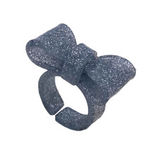 Bowknot Rings Aesthetic Trendy Colorful Open-glitter gray