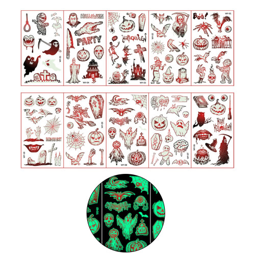 10 SheetChildren Stickers Pumpkin Glowing in Dark-D series