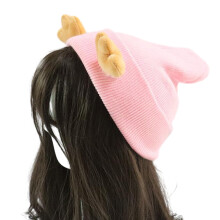 Handmade Party Hat Beanie Cap Cosplay Costume-pink hat antlers