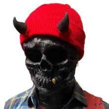 Handmade Party Hat Beanie Cap Cosplay Costume Hat-red cap noire