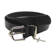 Adult Dangle Cross Waist Belt with Adjustable Pin Buckle-Black