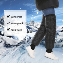Windproof Winter Men's Leggings with Knee Pads, Black/Red, 70cm