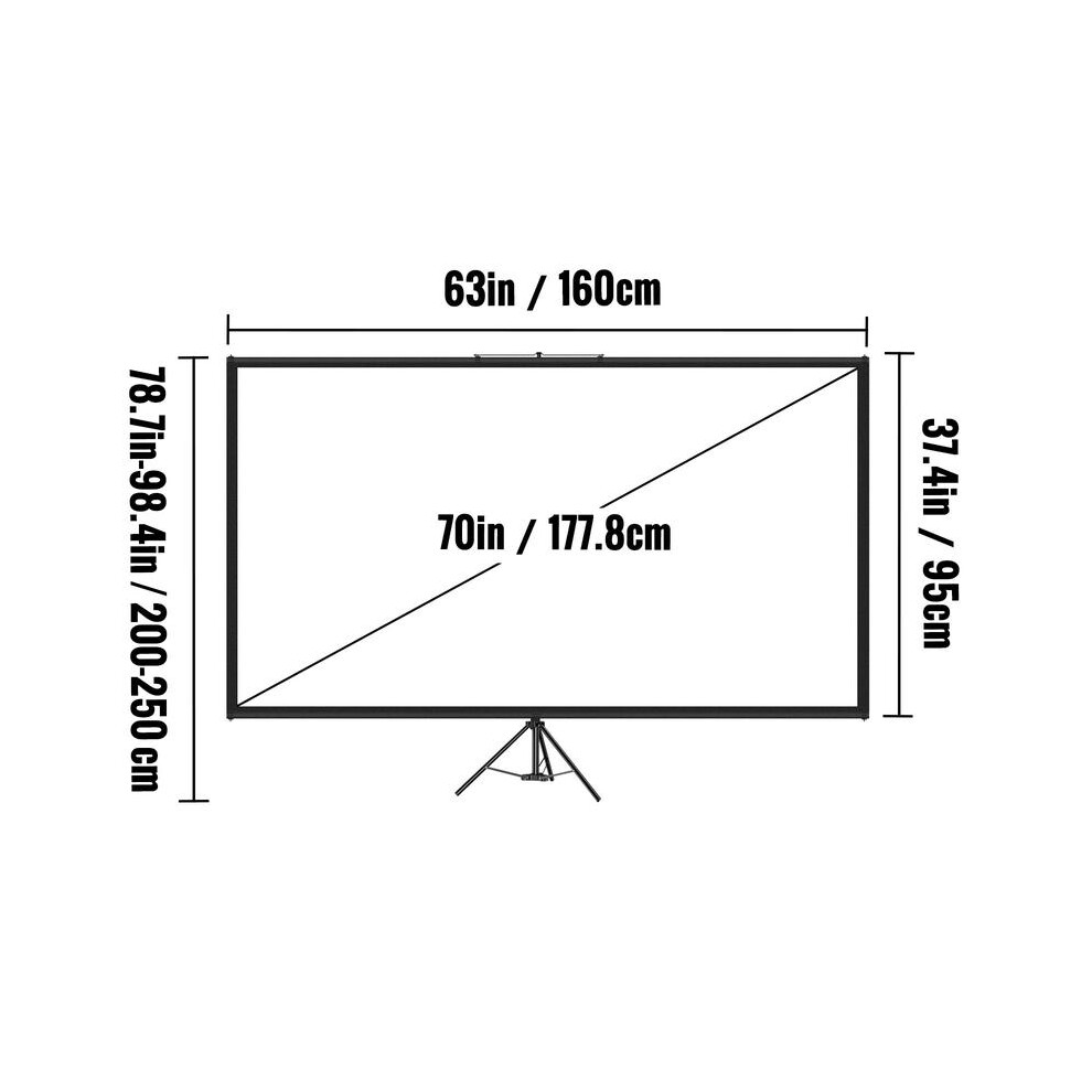 (70 Inch) Vevor Tripod Projector Screen With Stand 80 Inch 16:9 4K Hd Projection Screen Stand Wrinkle-Free Height Adjustable Portable Screen For Proje 8011452238134