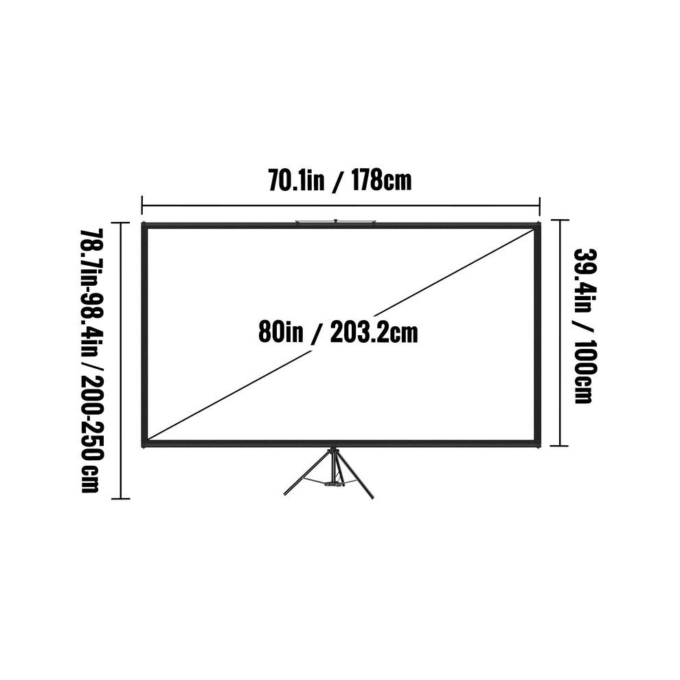 (80 Inch) Vevor Tripod Projector Screen With Stand 80 Inch 16:9 4K Hd Projection Screen Stand Wrinkle-Free Height Adjustable Portable Screen For Proje 8011452238141