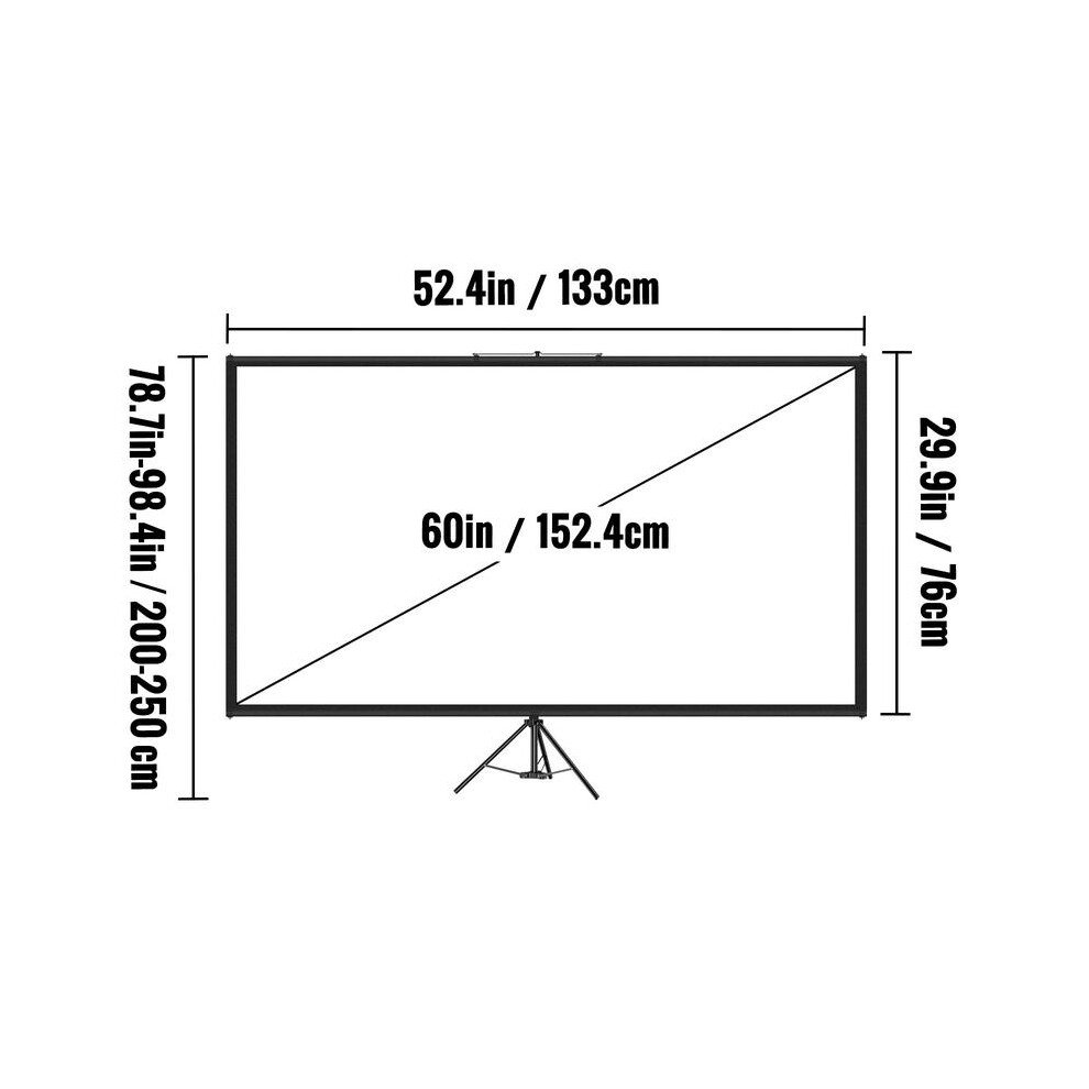 (60 Inch) Vevor Tripod Projector Screen With Stand 80 Inch 16:9 4K Hd Projection Screen Stand Wrinkle-Free Height Adjustable Portable Screen For Proje 8011452238127
