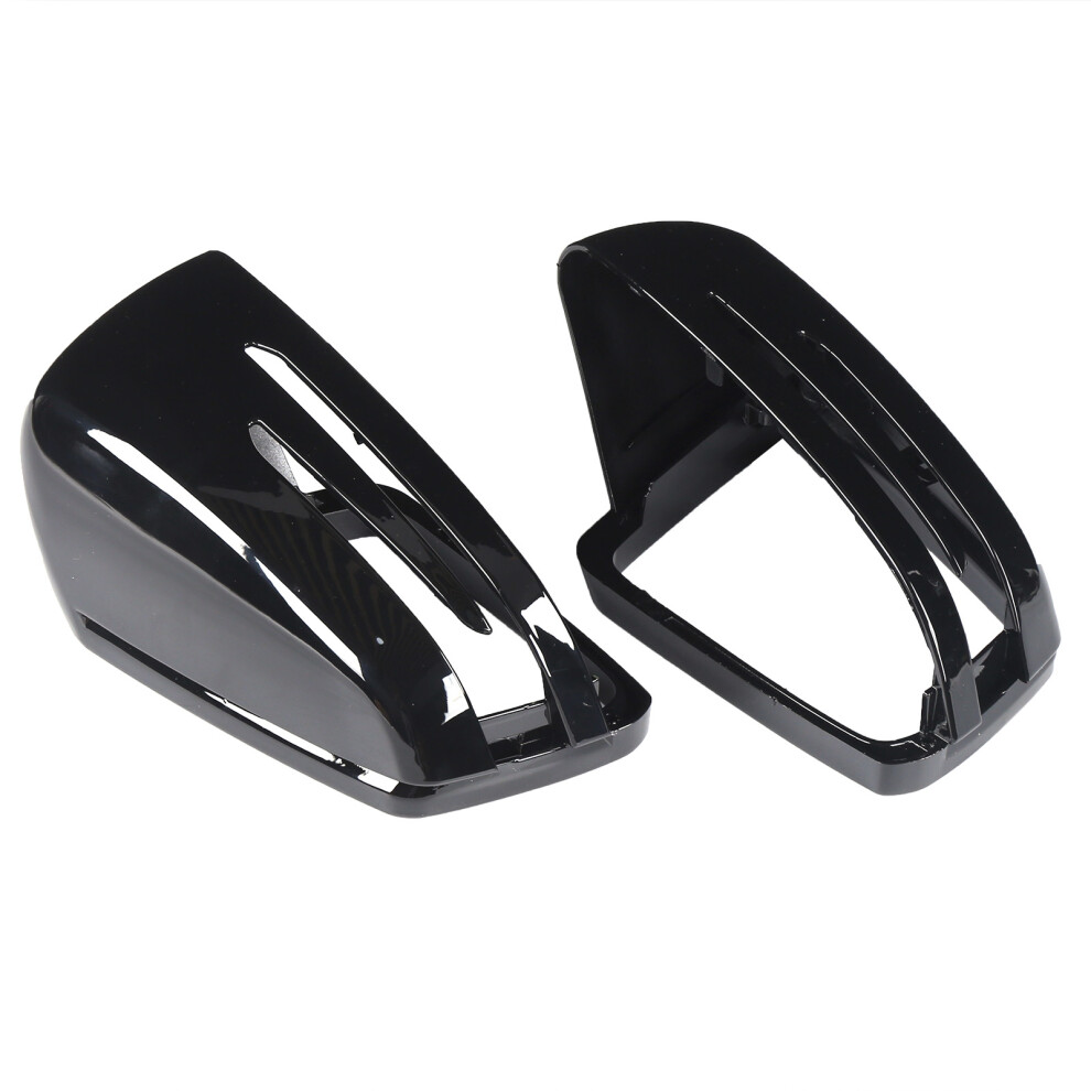 Pair Rearview Mirror Cover Caps For Mercedes Benz W176 W246 W204 W212 W221 X156 Black 7601358714941